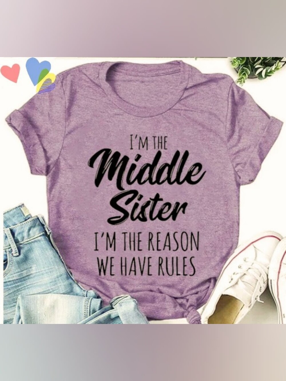 Middle Sister Tee Shirt I'M THE REASON FOR THE RULES, New, Size L